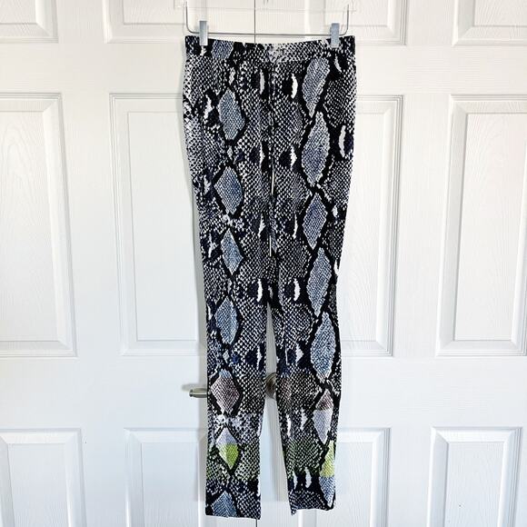Diane von Furstenberg Bennet Two Animal Blue Snake Print Silk Pants - Picture 2 of 12